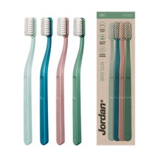 Jordan Green Clean Manual Toothbrush 1 Count Pack of 4 , Multicolor