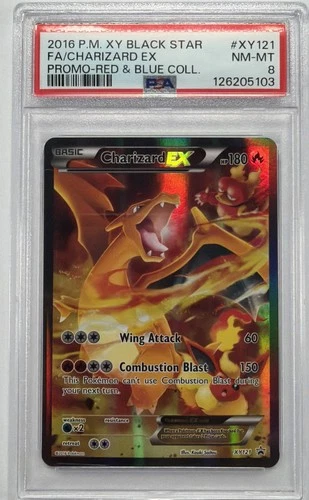 2016 Pokemon XY Charizard EX Promo XY121 Red & Blue PSA 8 NM-MT