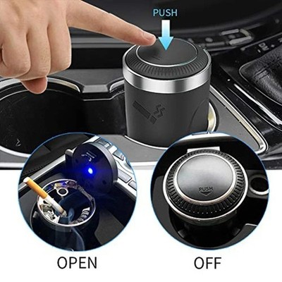 Auto KFZ Aschenbecher Zigarettenbecher Aschenhalter mit LED Licht Deckel tragbar abnehmbar