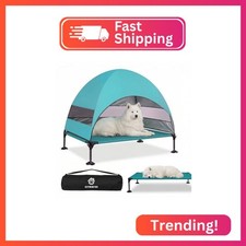 Elevated Dog Bed with UV-Proof Canopy, Outdoor Dog Tent with Powerful Adjustable