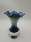 Vintage Steuben Glass Blue Aurene Fluted Vase 6"