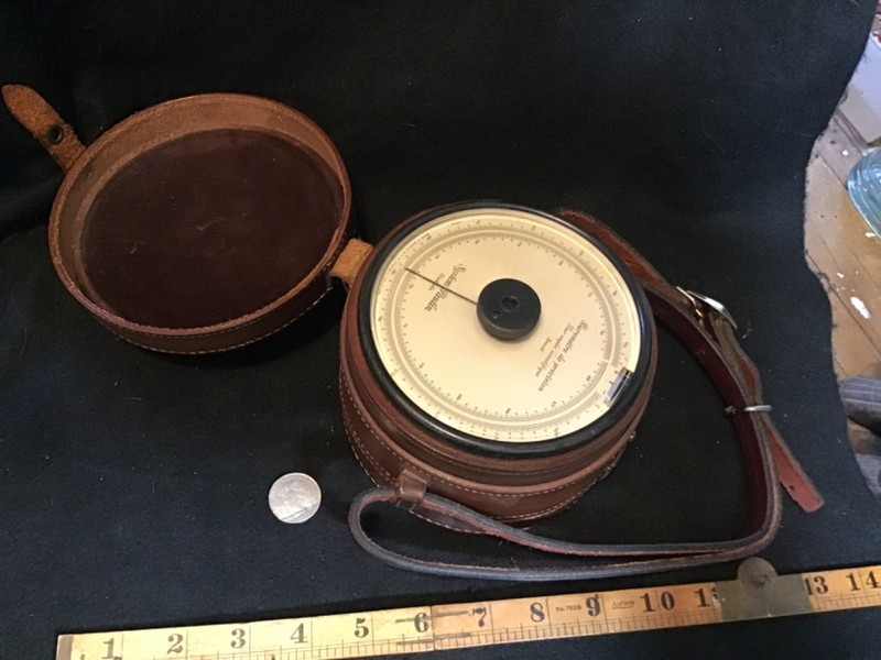 Early Precision Altimeter 5" In Leather Case, System Paulin C E Johansson Sweden
