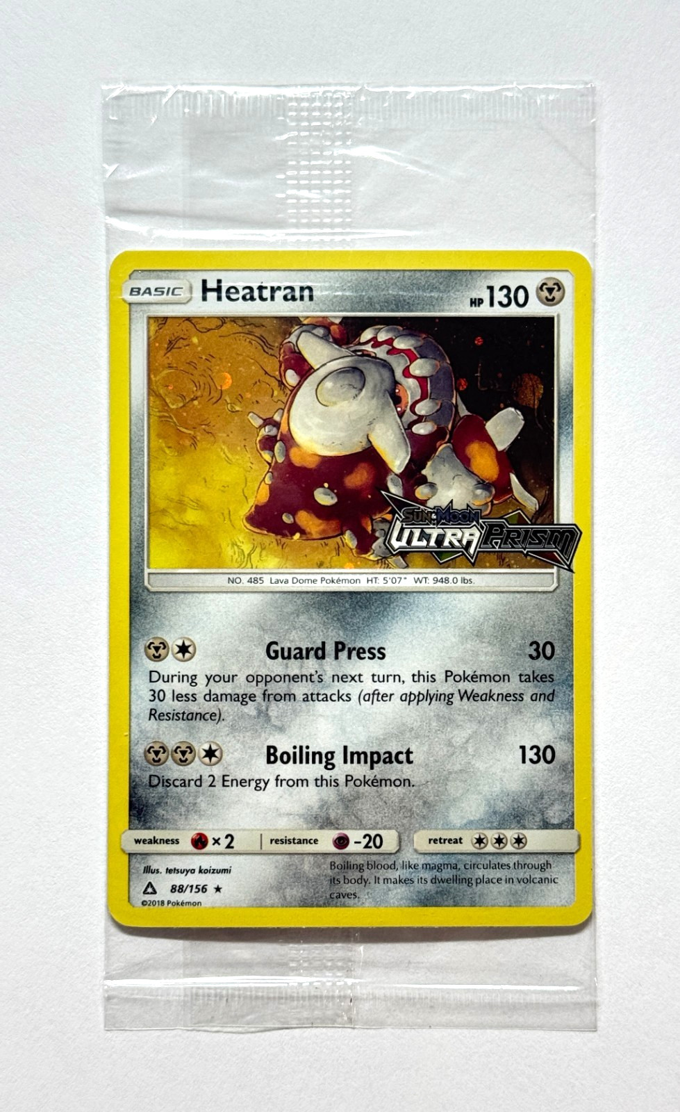 Pokémon TCG Heatran 88/156 Promo S&M Ultra Prism Stamped Sealed Holo Bleed