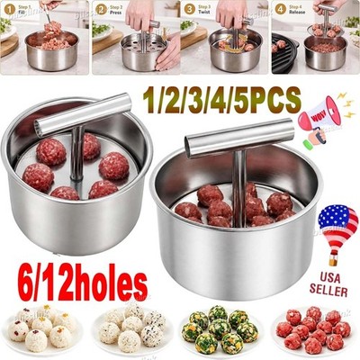 Stainless Steel NEW Meatball Maker Mold Tool Manual Press Meatball Making Maker