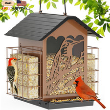 Bird Feeders for Outdoors 5 Lbs Metal Bird Feeder with Double Suet Cages 2 in...