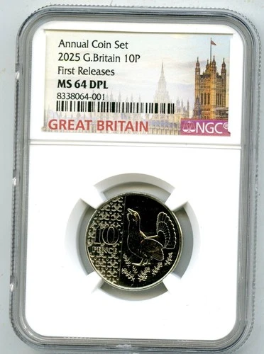 2025 GREAT BRITAIN 10P UNC NGC MS64 DPL CAPERCAILLE 10 PENCE FIRST RELEASES