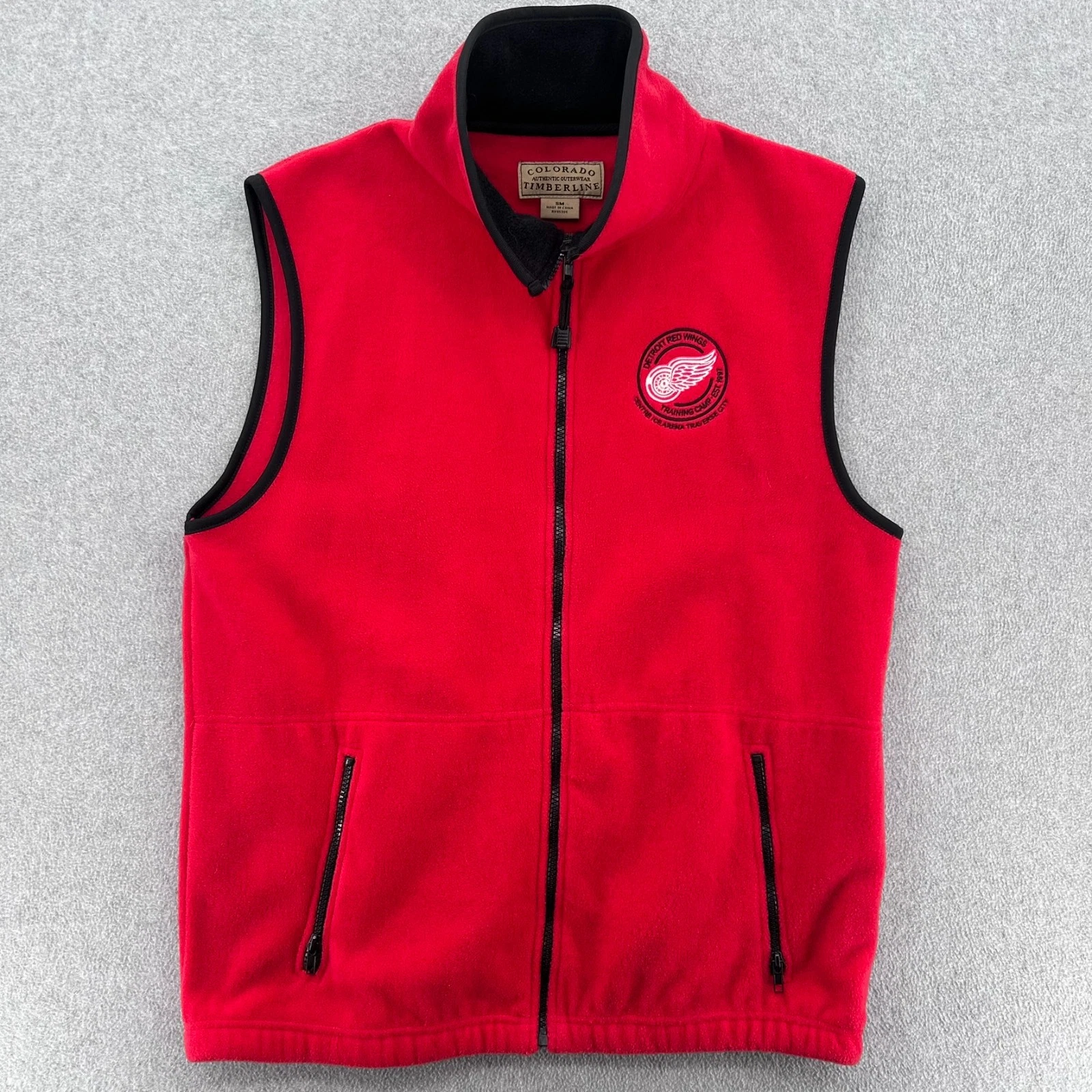 Vintage Detroit Red Wings 1997 Training Camp Hockey Fleece Vest Sz Small