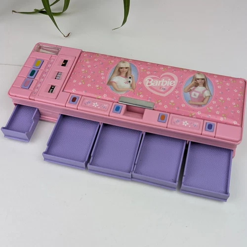 Vintage Barbie Pencil Case with Magnetic Lid, Pop Out Drawers, 90s Stationery - Picture 2 of 10