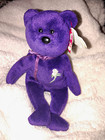 TY Princess Diana Memorial Purple Plush Teddy Bear Hang Tag White Rose — photo 1