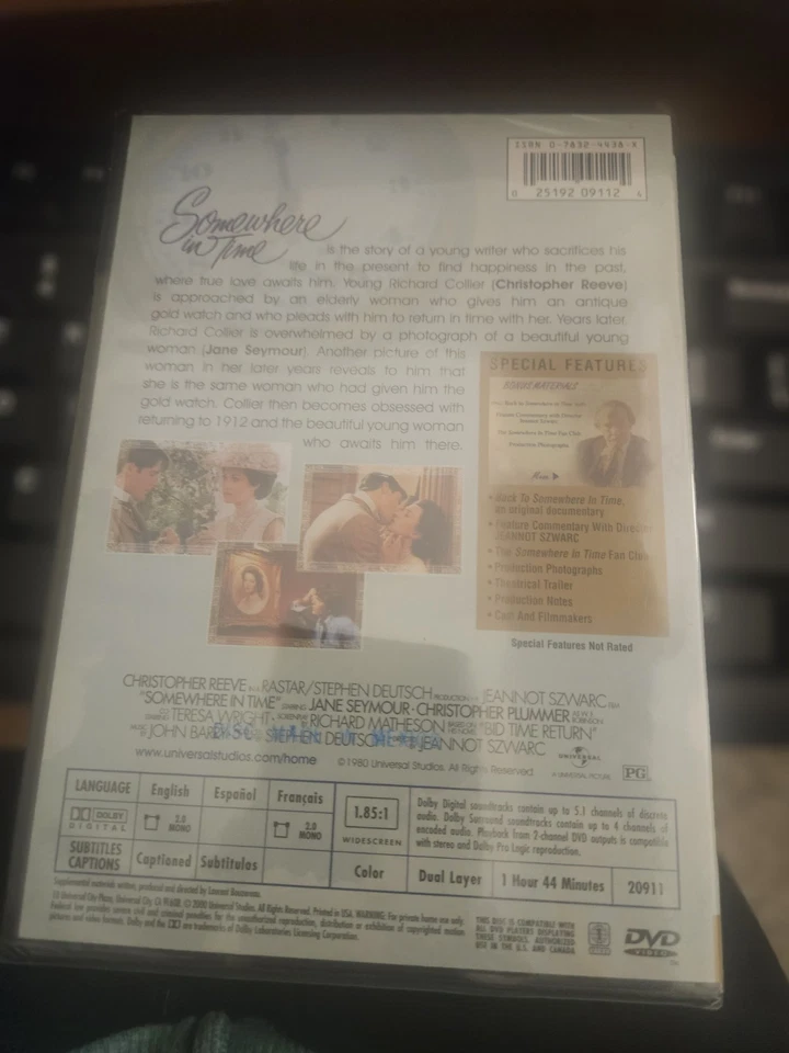 Somewhere in Time-Jane Seymour-Christopher Reeve-Christopher Plumber-DVD-SEALED - Image 2 of 2