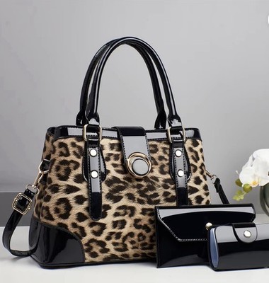 Leopard Print Zipper Closure Versatile Niche Crossbody & Double Handle Bag