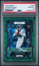 2023 Tanner McKee Prizm Green Scope /75 Rookie PSA 10 Philadelphia Eagles #383