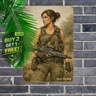 Sexy Lady with Gun Vintage Tin Metal Sign Office Wall Art 8x12