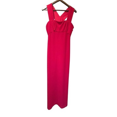 BCBGMAXAZRIA Agata Red Textured Crepe Column Gown Dress Size 8 EUC