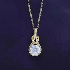 14k Yellow Gold Plated 2ct Round Cut Lab Created Diamond Women's Pendant