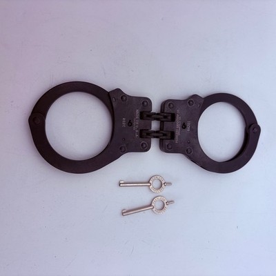 Peerless Handcuff Co Model 802C Hinged Black Oxide Handcuffs with 2 Keys