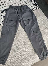 Mens Beck & Hersey Cargo Joggers In Grey UK MEDIUM