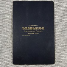 Cabinet Card Photo COLTON California Intense Young Woman Cross Jewelry Necklace