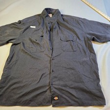 Dickies Flex Work Shirt Mens 2XL Black Short Sleeve Distressed Button Up 0001488
