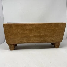 VINTAGE POTTERY BARN Distressed Rustic Wood Wine Trough w/ Feet & Metal Liner
