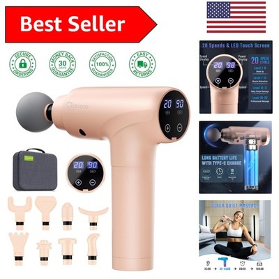 Portable Handheld Massage Gun - Silent Motor, 20 Speed Levels & 9 Attachments