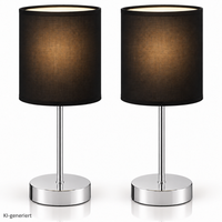 2Er Set Design Tischlampe Nachttischlampe Tischleuchte Wohnzimmerlampe Schwarz