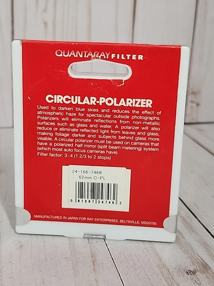 Quantaray Circular Polarizer Camera Filter 62mm New - Image 3 of 4