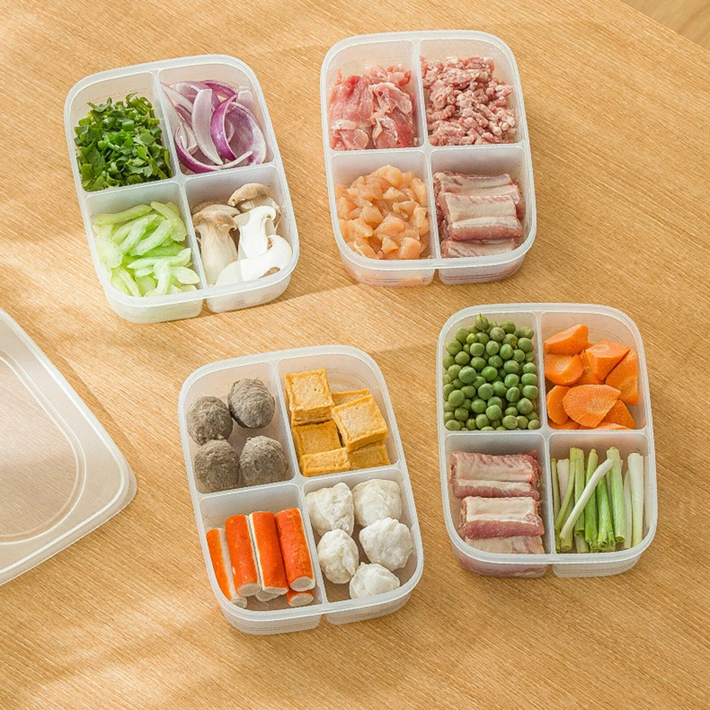 Reusable 4-Compartment Bento Snack Box for Travel & Lunch