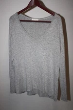 Womens Joah Brown Long Sleeve V Neck Shirt One Size S M L Rayon Thin & Stretchy