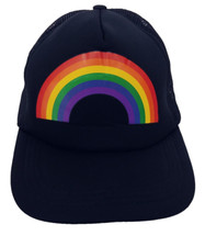 Black Mesh Adjustable Size Snapback Rainbow Hat Cap Pride LGBTQ