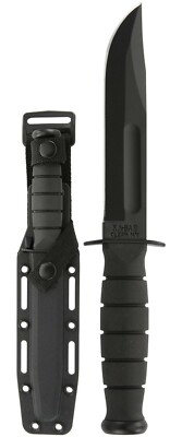 KA-BAR 1258 Short Black Kraton G Handle 1095 Cro-Van Blade w/ Sheath 