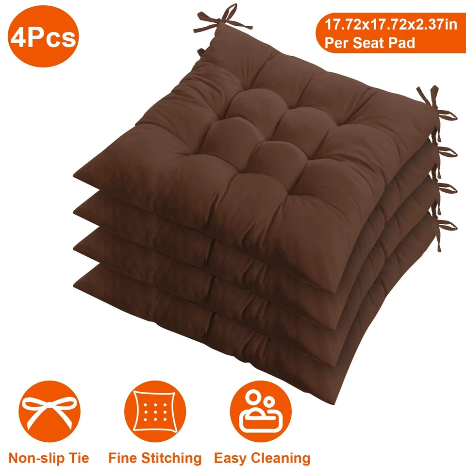 Paquete de 4 almohadillas suaves para asiento de silla interior exterior jardín patio cojín almohada Foto 4 de 4