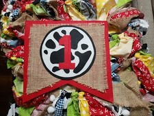 First Birthday Banner, Country, Cow, Farm, Cowboy