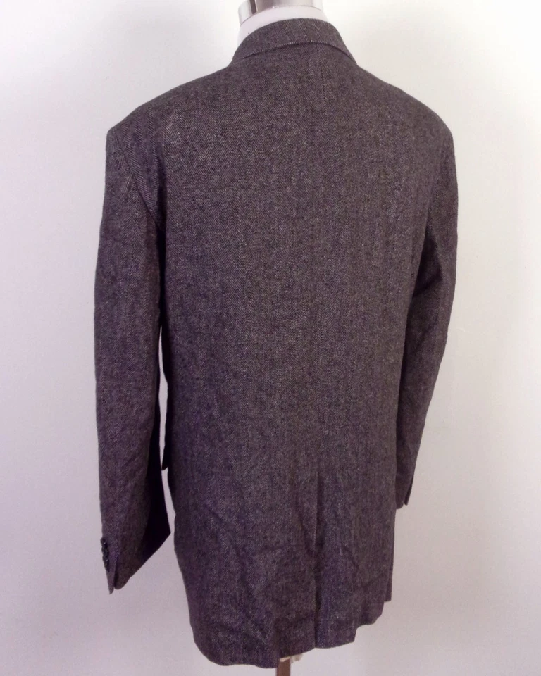Blazer Abrigo Deportivo Usado en Excelente Condición Chereskin Gris Espiga Tweed Mezcla Cabello Camello Talla 46 L Foto 2 de 4