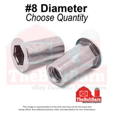 #8-32 Aluminum Hex Rivet Nuts Plain (Choose Quantity)