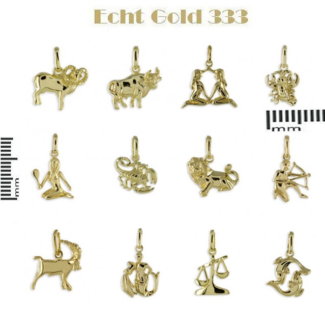 Sternzeichen Anhänger / Kette 333 Gold Damen Herren Kinder Schmuck Stern 3690.