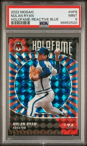 Nolan Ryan 2022 Panini Mosaic Holofame Reactive Blue /99 PSA 9 Pop 1 No 10s