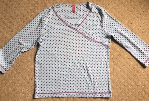 Hanna Andersson Light Blue Polkadot Faux Wrap T-Shirt Top
