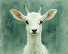 Cute White Goat Abstract Oil Painting 20x16 Print On Canvas