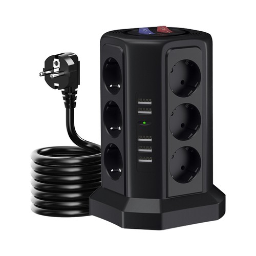 12 Fach Mehrfachsteckdose Mit 5USB Steckdosenturm Schalter für Zuhause Büro 2M - Bild 24 von 32