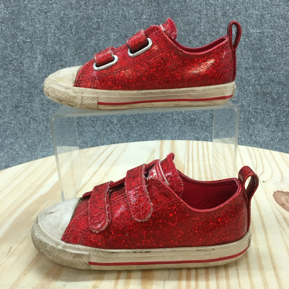 Converse Shoes Toddler 10 Chuck Taylor All Star Sneakers Red Glitter 762345C - Image 2 of 4