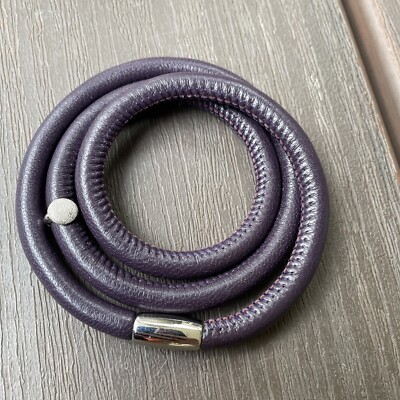 Endless Jewelry Leather Charm Triple Wrap Bracelet PURPLE Magnetic Clasp 22 1/2 