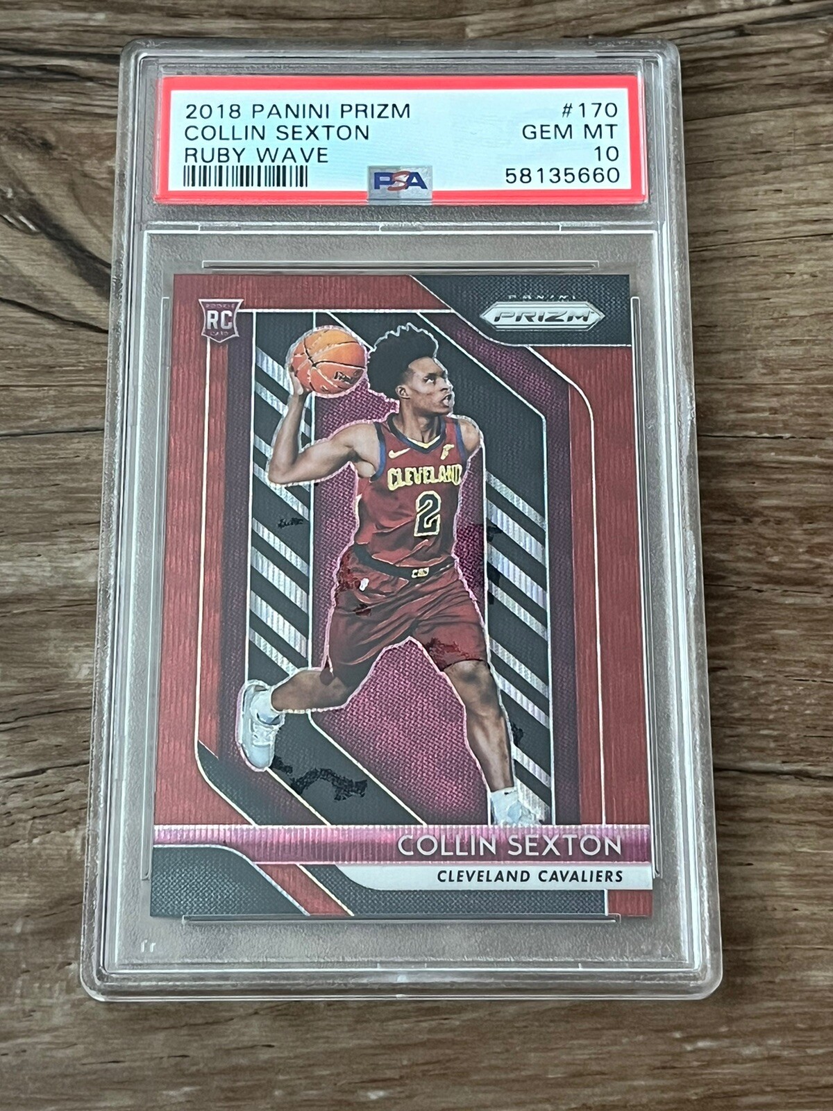 2018 Panini Prizm Ruby Wave Collin Sexton #170 Cleveland Cavaliers PSA 10 RC