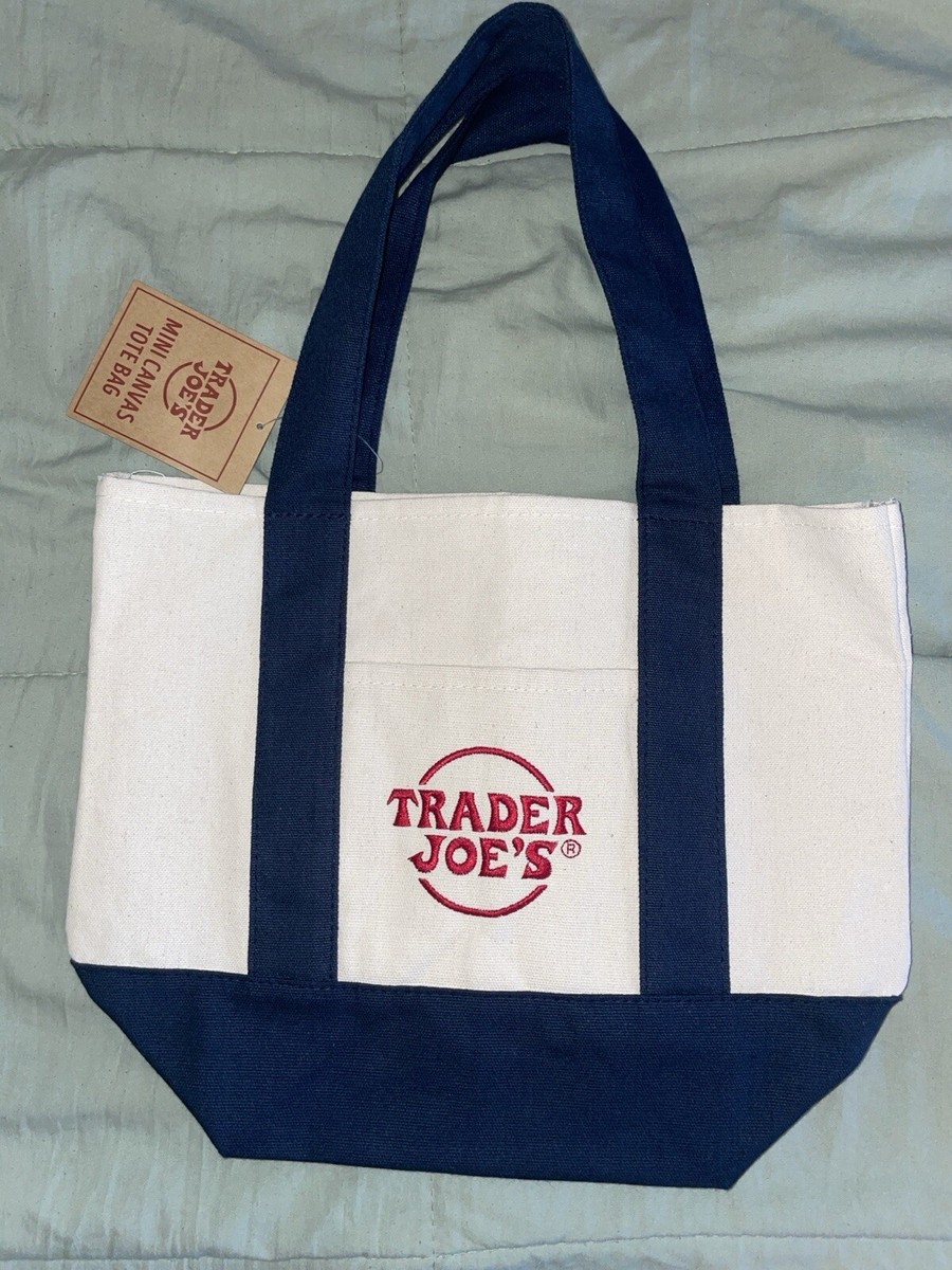 trader joes mini tote bag blue | eBay