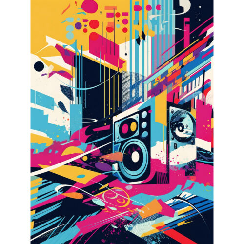 Bass Music Subwoofer Speaker Abstract Soundscape Wall Art Print Picture 18X24 In - Bild 1 von 5