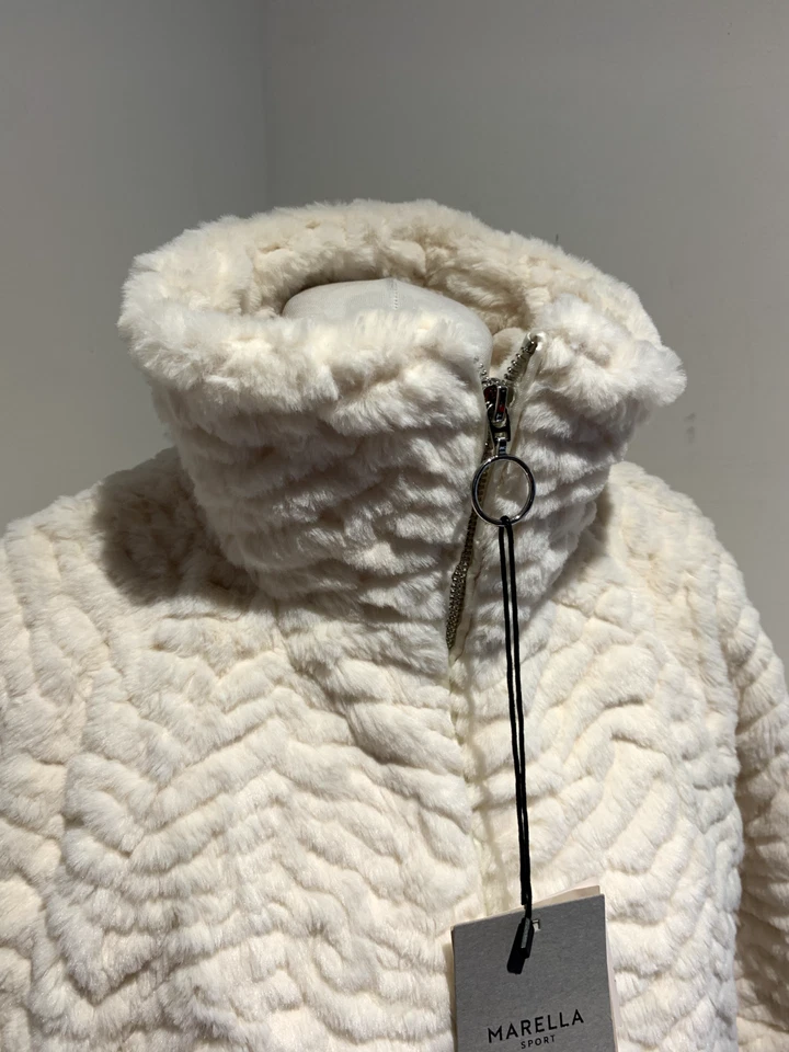 Marella Sport Jacket UK 8 NEW Womens Faux Fur Cape poncho cream coat Max Mara - Image 3 of 4