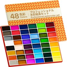 Professional Watercolor Paint Set for Adults - 48 Pigment-Rich Colors, XL Pan...