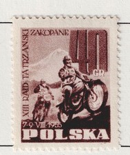 Poland Motorcycle Sport Rase Zakopane scene stamp 1955 MLH PL