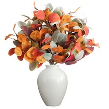 16 Inch Set of 8 Artificial Leaves Picks for Table Centerpieces, Fall Orange ...