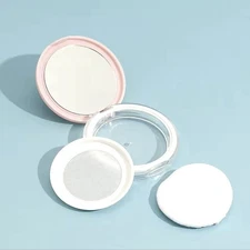 2 Pcs Loose Powder Container with Puff 0.17/0.7 oz Refillable Empty Pink